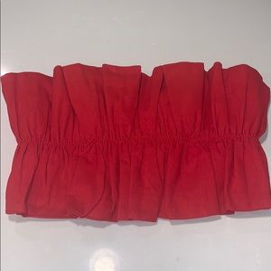Red strapless top